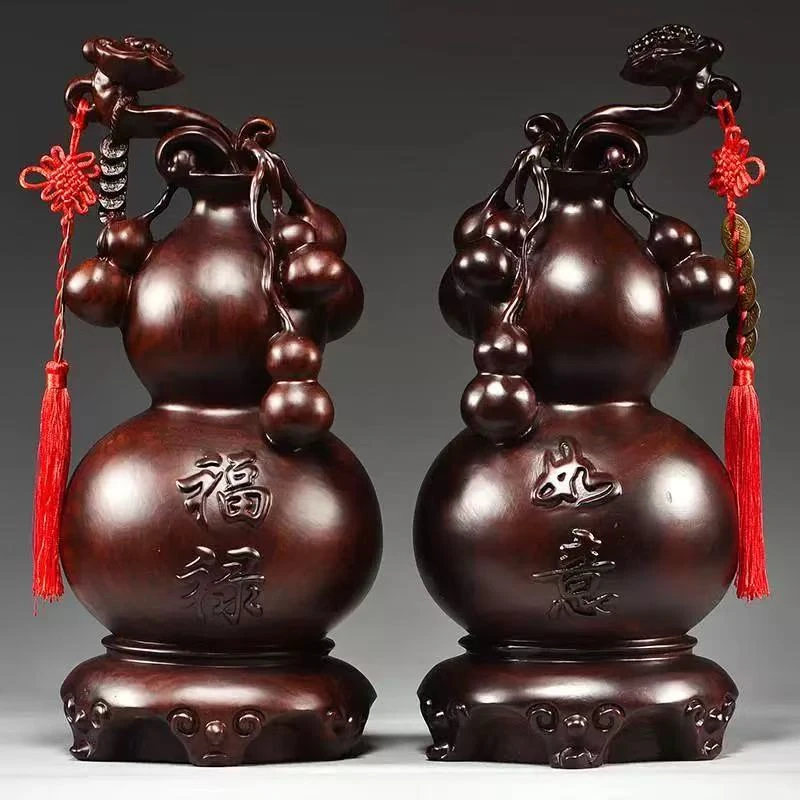 【30公分黑檀木葫芦】木雕摆件装饰家居办公室客厅玄关装饰工艺品