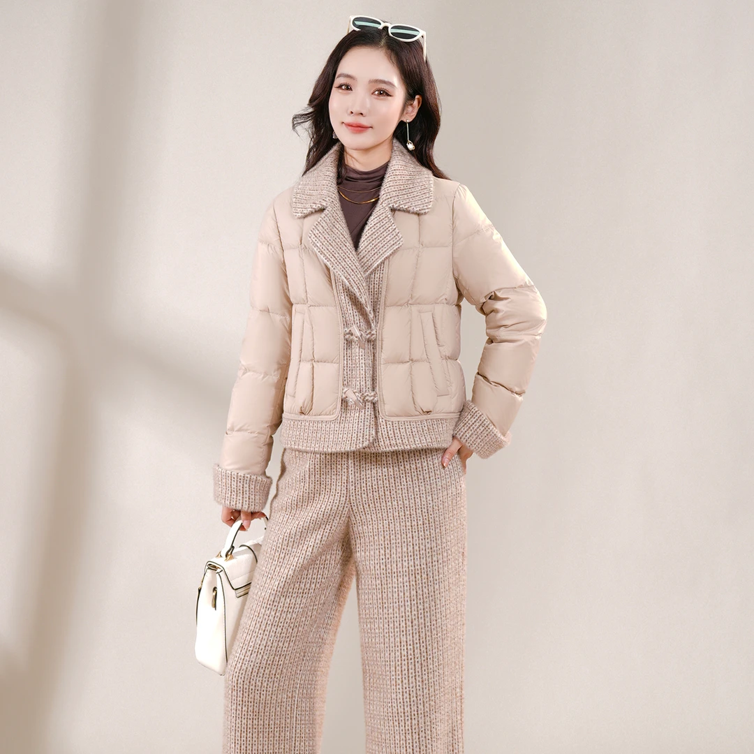 冬季新款保暖时尚大气小香风羽绒服M-3XL