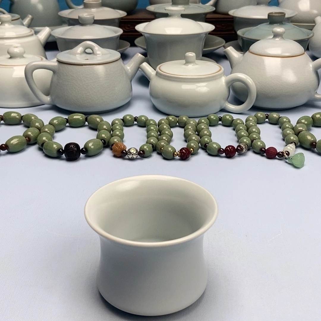 杯仿古月白马蹄杯原矿原釉原产地