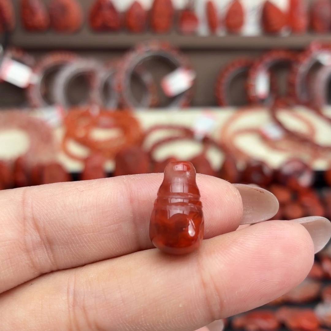 南红玛瑙未镶嵌颈饰火焰三通对孔卡9咪