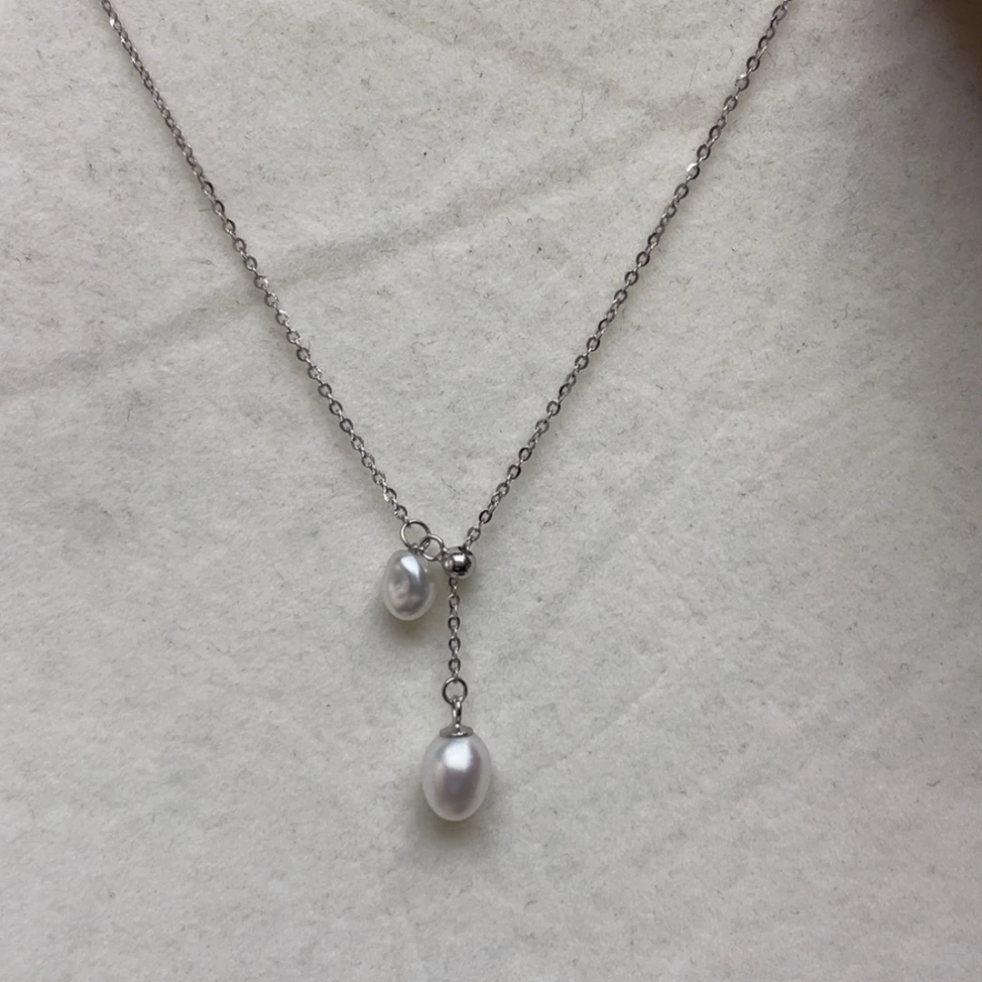 项链银S925镶嵌海水珍珠
