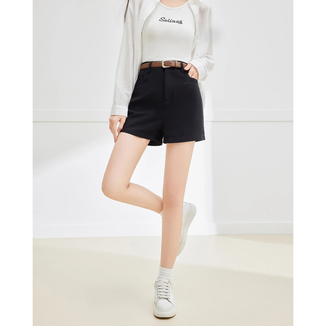 IEF/爱依服裤子2025夏季新款韩版简约通勤气质显瘦高腰显腿长短裤