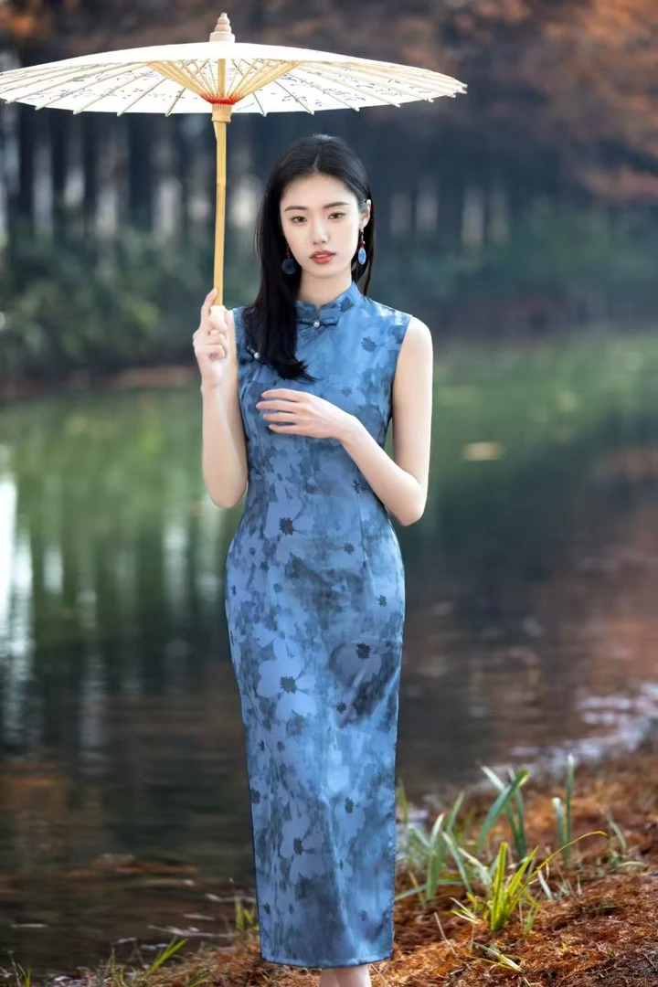 米兰 日常气质文艺国风复古优雅长款旗袍