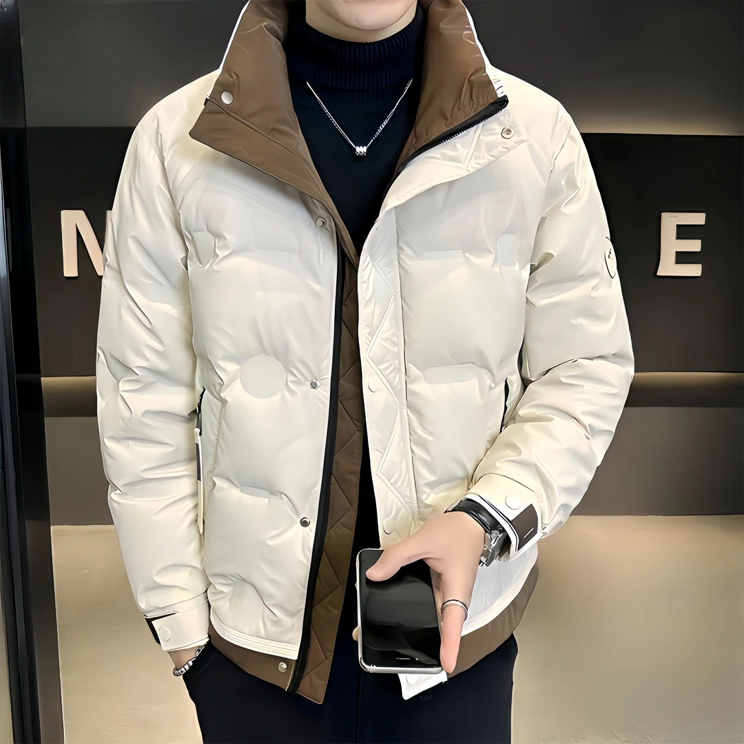 Dai Shu/袋鼠冬季新款男士时尚休闲立领羽绒服百搭韩版白鸭绒外套