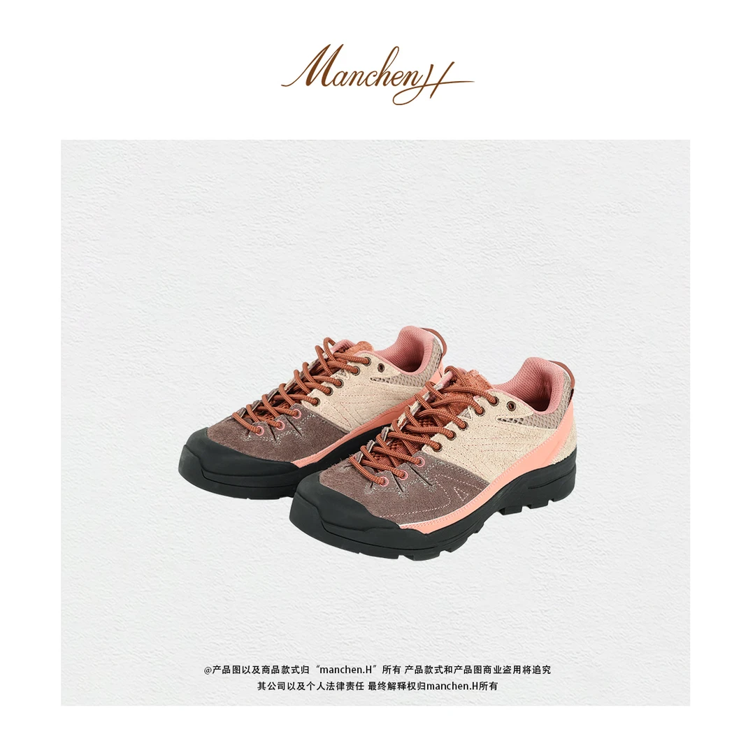 Manchenh"玫瑰城市登山鞋"进口牛反绒网布防滑户外登山鞋（跟4cm）