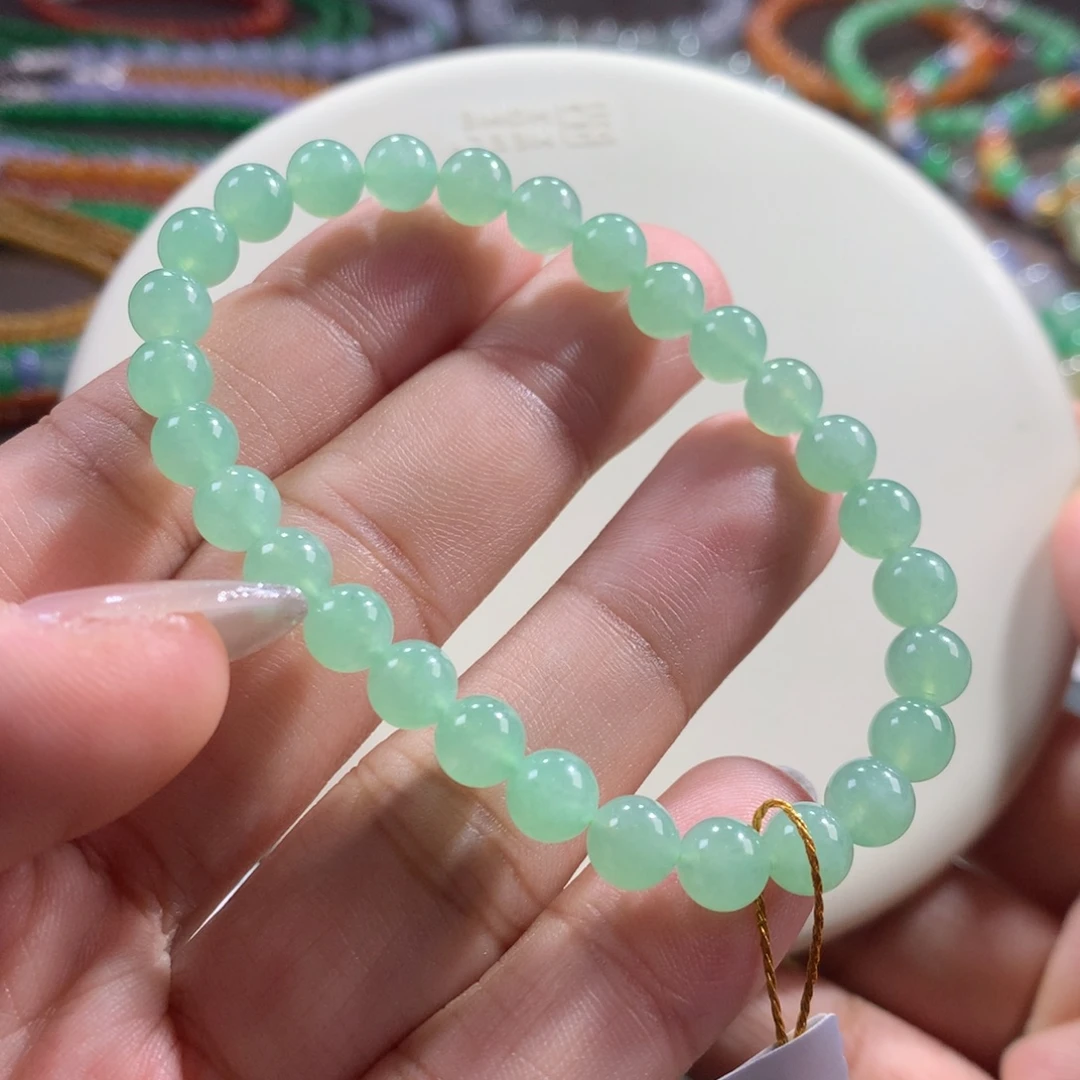翡翠未镶嵌手链冰种甜果绿手链 卡6