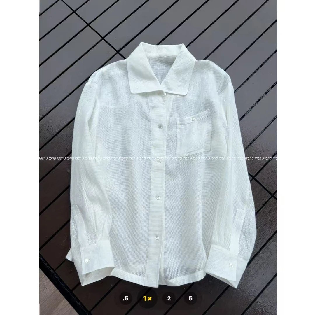 atong/阿彤-【白洛】-2025 极简大牌100%亚麻大牌编织衬衫0523-04