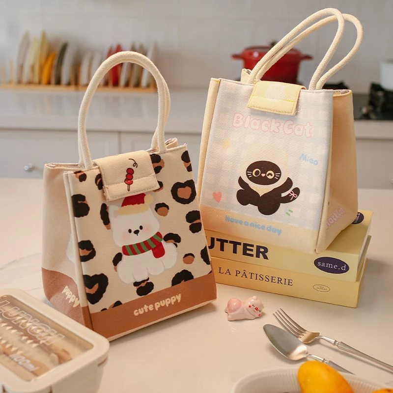 可爱保温盒高颜值学生上班族早餐带饭便当便携加厚手提铝箔餐包yj