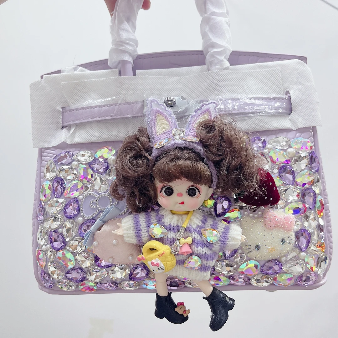 镶钻真皮娃娃包潮流小包包，斜跨包百搭休闲洋气时尚