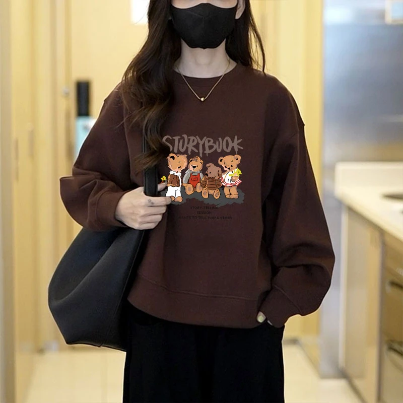 圆领落肩撞色创意印花宽松显瘦舒适柔软女装秋季新款长袖卫衣上衣