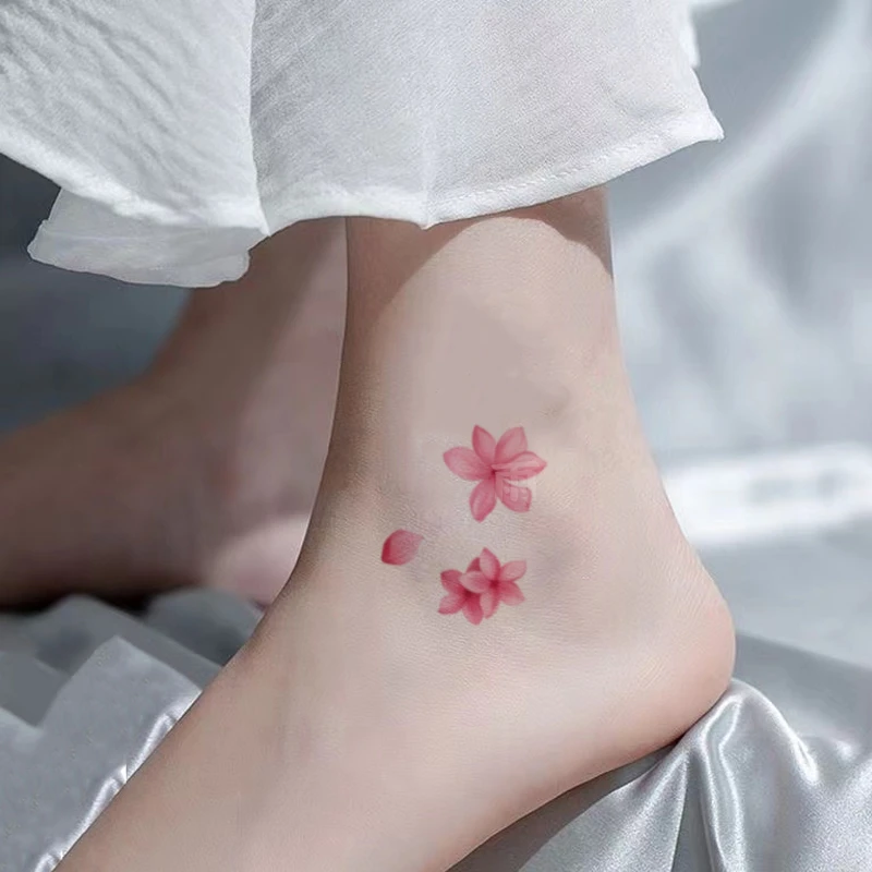 可水洗高颜值唯美樱花纹身贴脚踝手腕防水纯欲风逼真半永久不反光