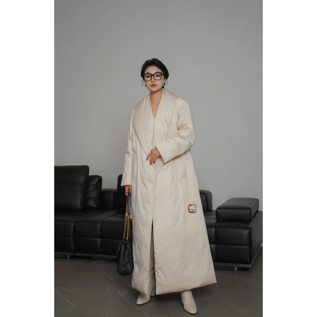 【迷雾巴黎】穿出腔调的羽绒服 不溜肩睡袍式加厚长款鹅绒服