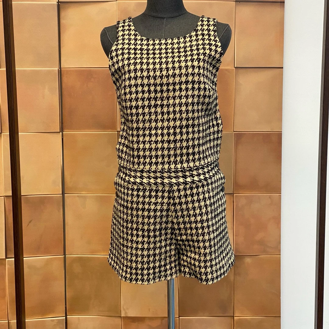 全新未使用 DIOR/迪奥 Dior 爆款千鸟格背带连体裤/34码/30133