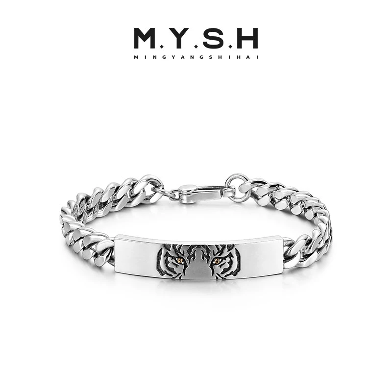 925银手链 MYSH老虎古巴手链男士潮牌原创设计高级感小众本命年虎