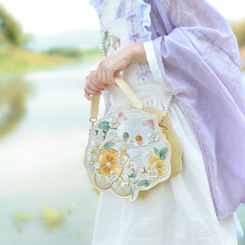 {柠檬猫猫}猫小姐原创可爱猫咪古风Lolita汉服配饰夏季百搭手提包