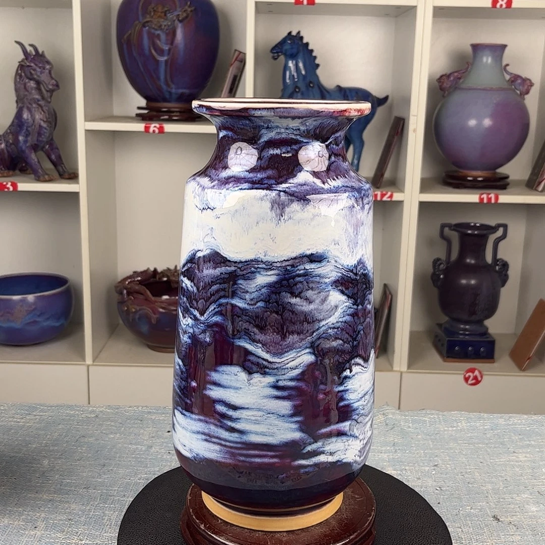 瓷片广口瓶。广纳财源美如画珍品