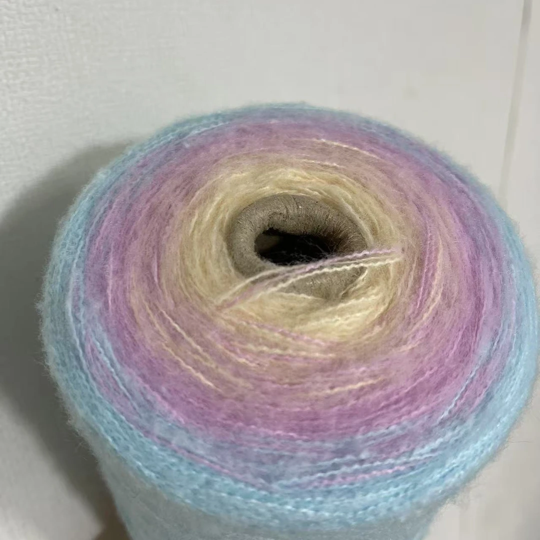 包邮渐变色七星毯子3股优鹿绒蛋糕手工钩织披肩DIY饰品玫瑰花束