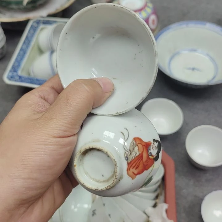 陶瓷景德镇茶杯一对手绘