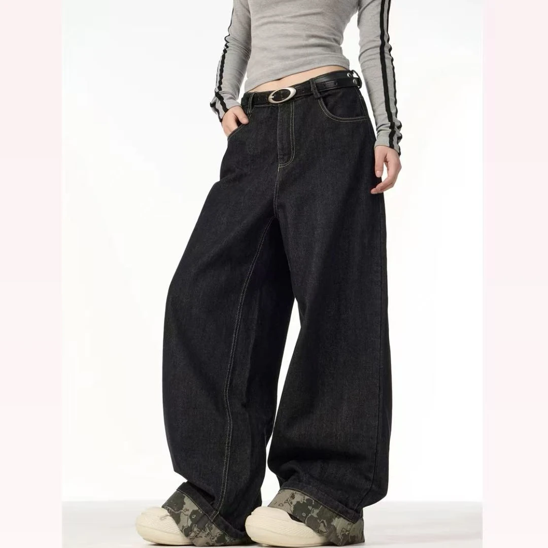 【美式-少有重工】阔腿牛仔裤女