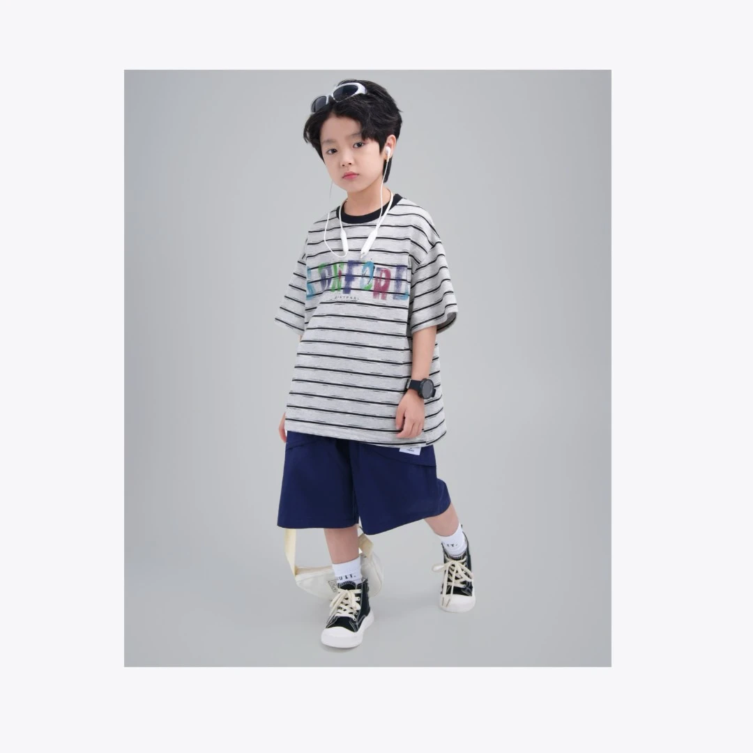【年中清货】儿童时尚条纹T百搭中大童男童女童短袖舒适棉T恤YG6706