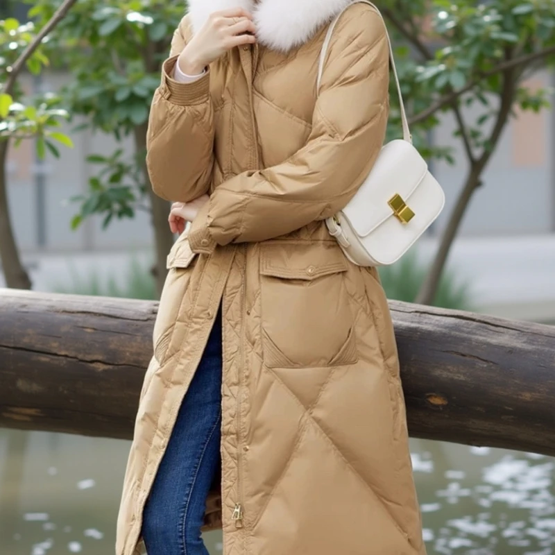 冬季连帽大毛领时尚休闲女士90白鸭绒羽绒服1002