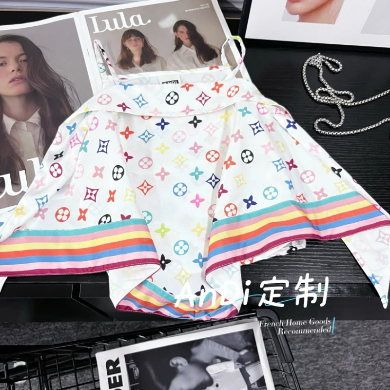 〖ANDI〗安迪订制设计感女童新款夏季彩色拼色洋气时尚吊带4639