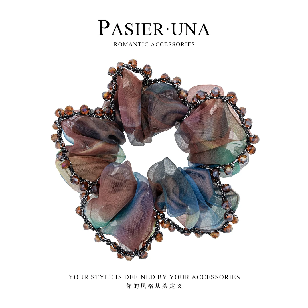 特调扎染色系气质优雅透气纱面大肠发圈FB2089