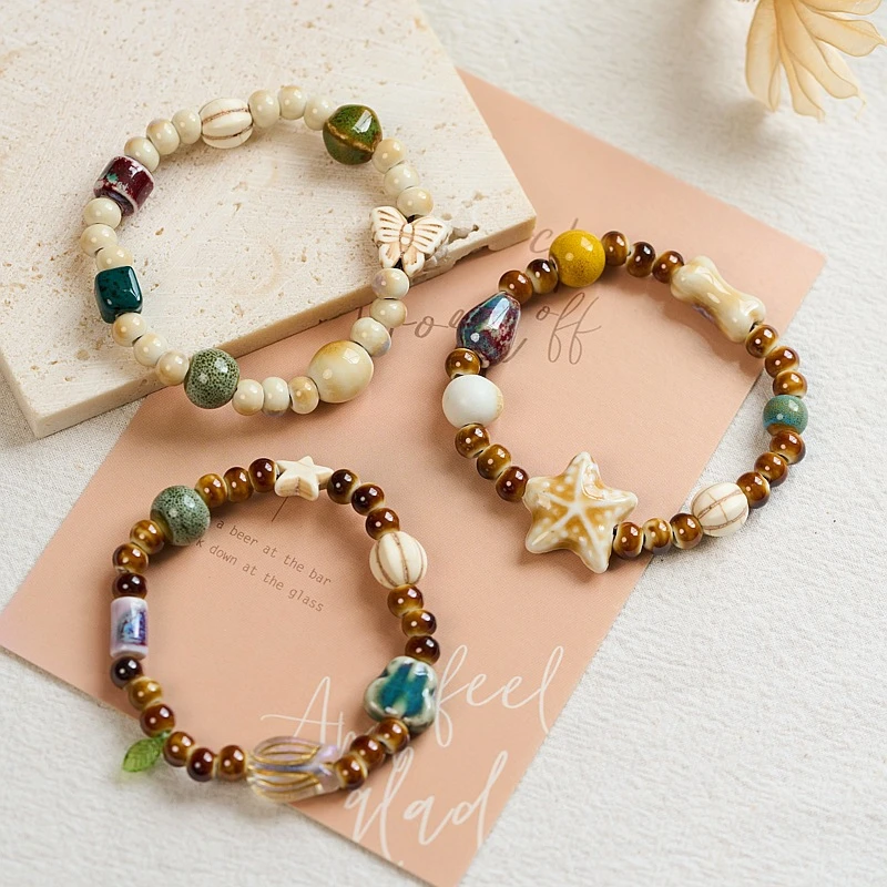 非金属陶瓷手链 景德镇陶瓷手链新中式百搭流行古风串珠小清新