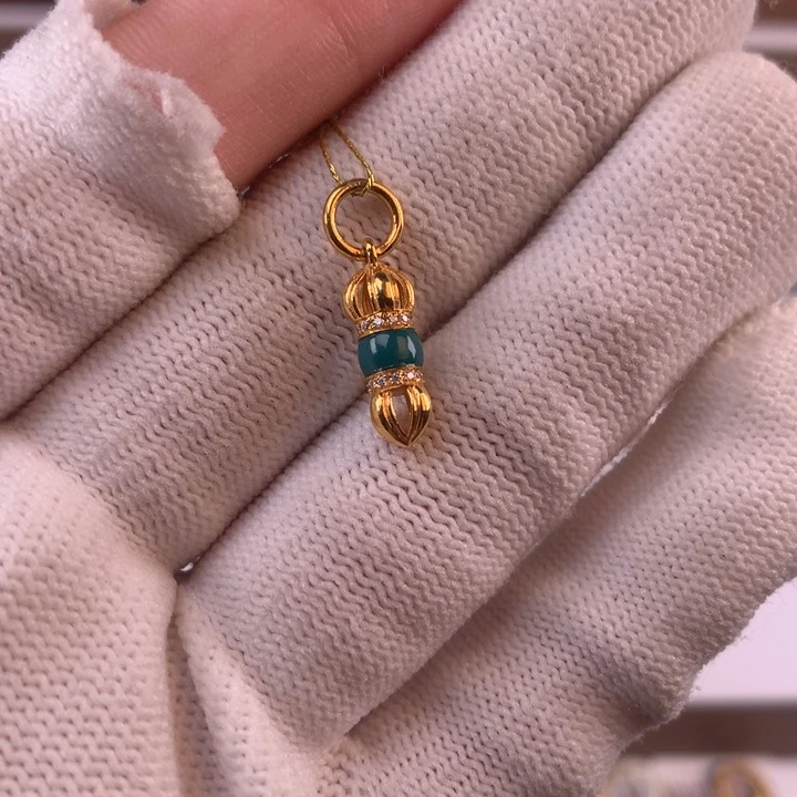 绿松石18K金镶嵌配饰j15.2*4.6