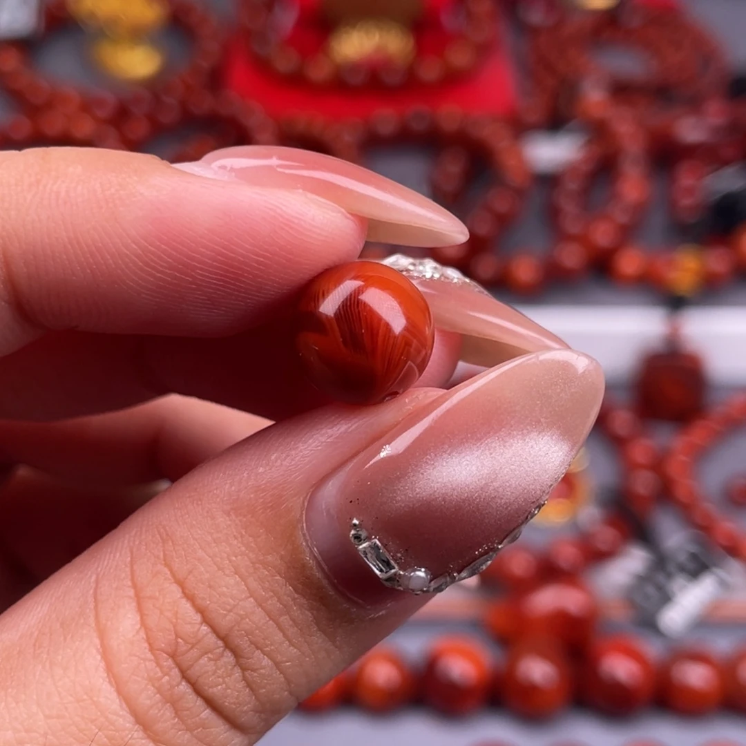 南红玛瑙未镶嵌其他全品）10.3mm瓦西玫红双原矿单珠