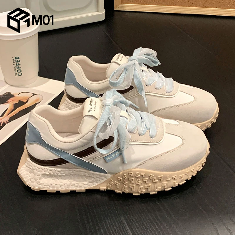 M01秋季新款厚底德训鞋女芭蕾阿甘鞋2025老爹鞋ins潮运动休闲鞋