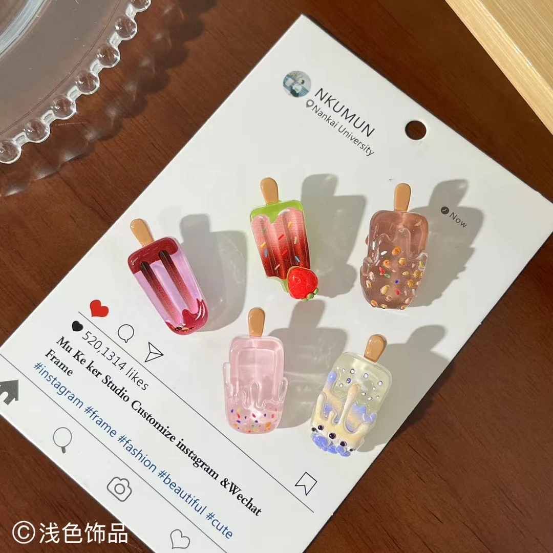 可爱趣味冰淇淋发夹仿真食物甜筒冰淇淋奶油发卡子边夹女侧边夹