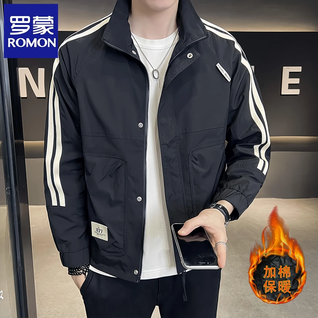 罗蒙春秋冬男士外套潮流百搭帅气2025新款工装加棉加厚飞行员夹克