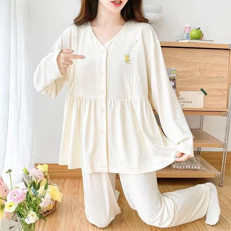 夏季薄款莫代尔月子服孕妇产前产后哺乳喂奶待产睡衣居家可外穿