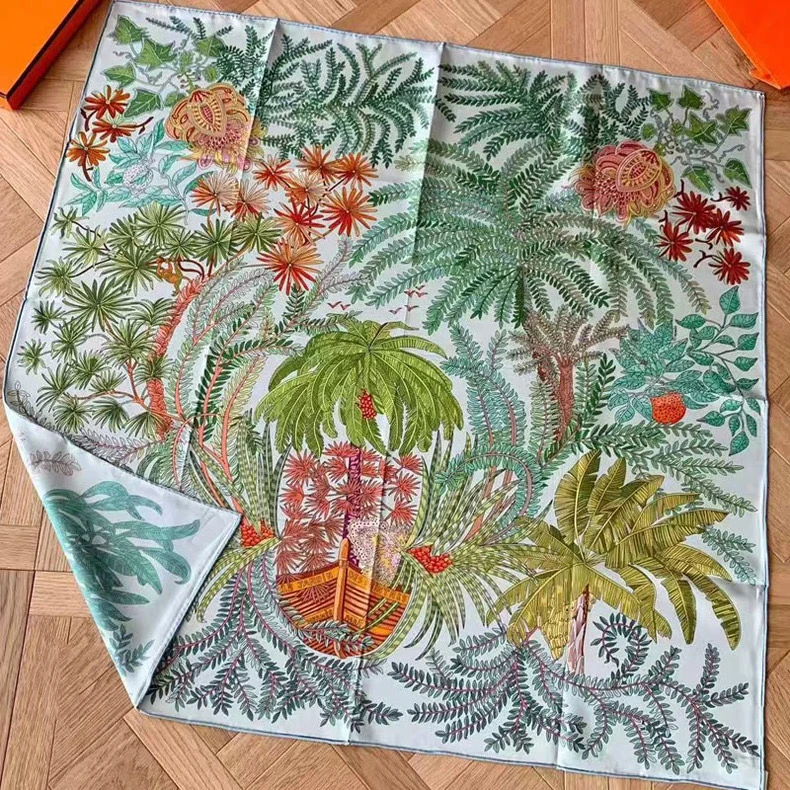 蔓雅【00105画家的花园】90同花异色女士丝巾四级显白时尚减龄原版H