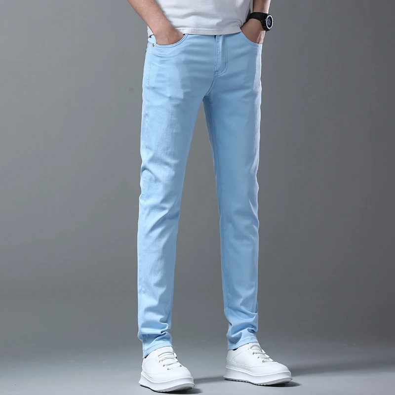 2025春夏薄款高端轻奢牛仔裤男潮牌修身小脚弹力潮流百搭休闲长裤