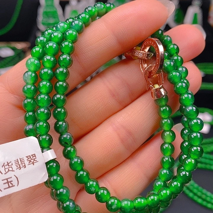 翡翠未镶嵌耳饰天然A货翡翠珠链5