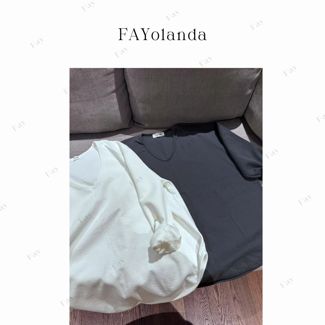 FAY  | 不规则V领弧形下摆长袖（1H03766）