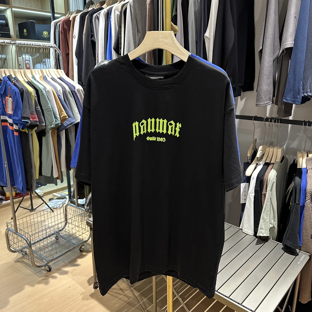 280克重磅立体发泡压胶工艺夏季男士潮牌大版宽松全棉短袖T恤0086