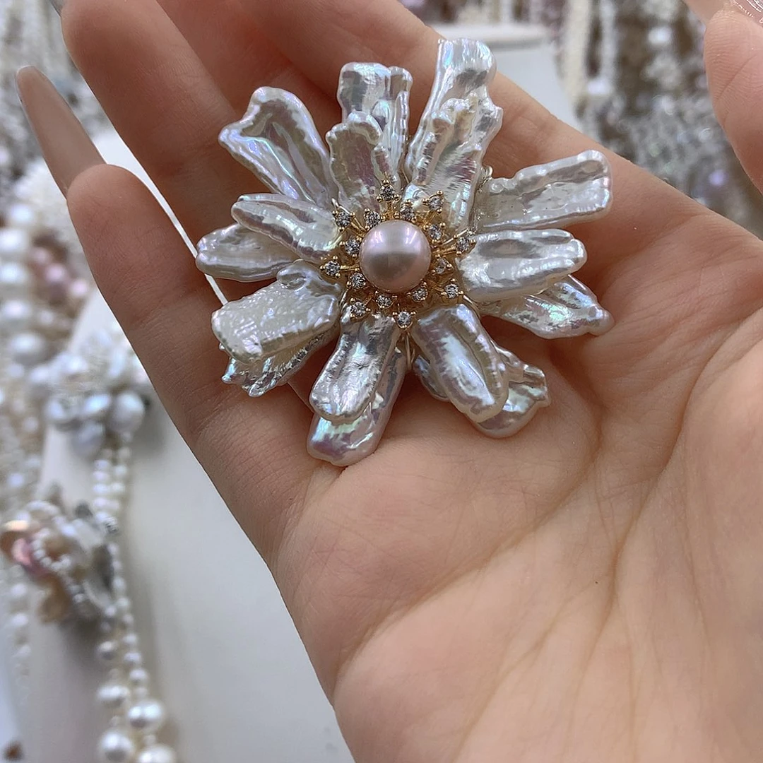 淡水珍珠银S925镶嵌项链耳饰