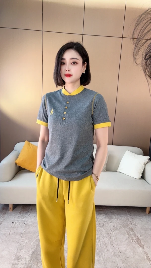 2509夏季新款运动户外时尚百搭宽松修身休闲女士棒球领短袖T恤