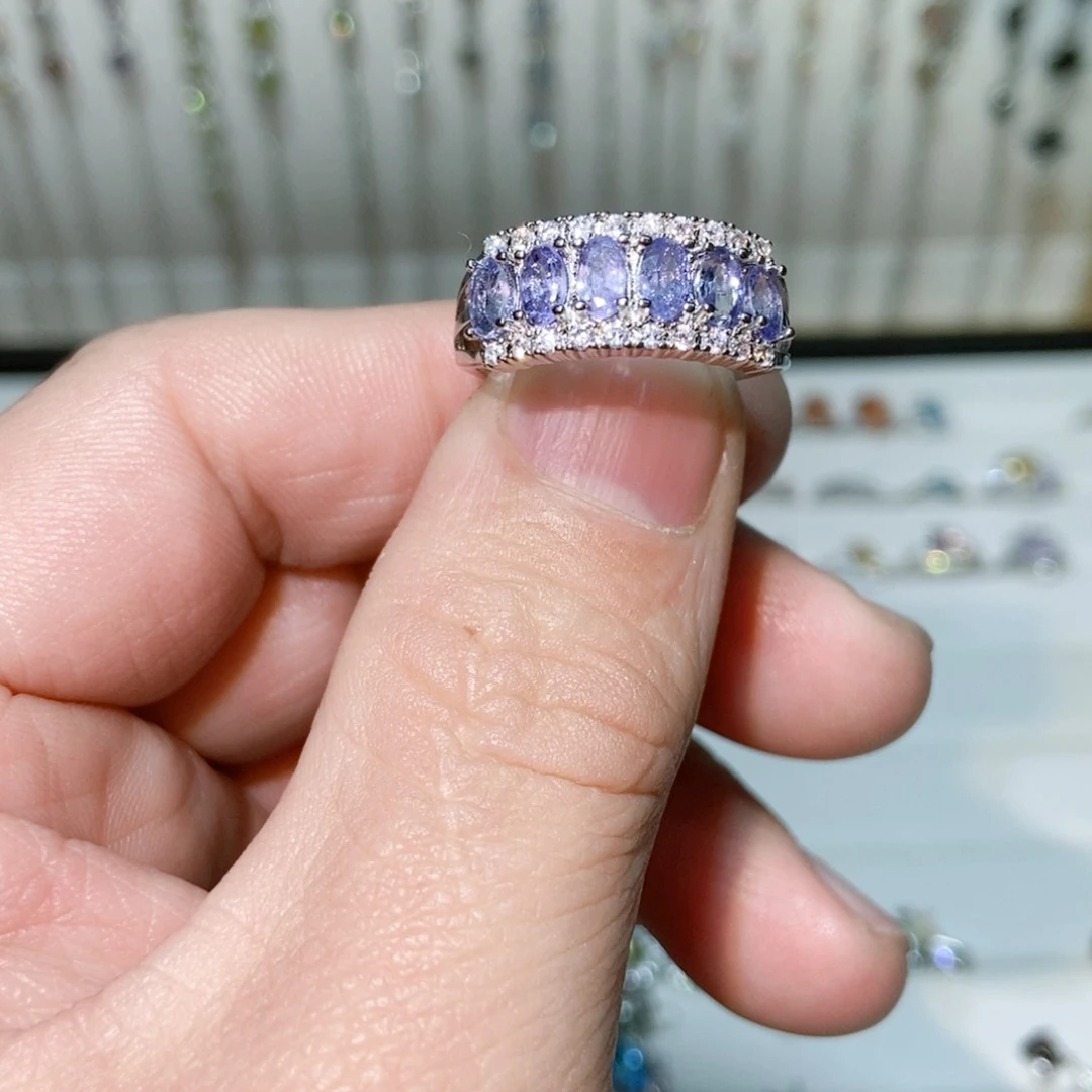 绿水晶戒指银S925镶嵌