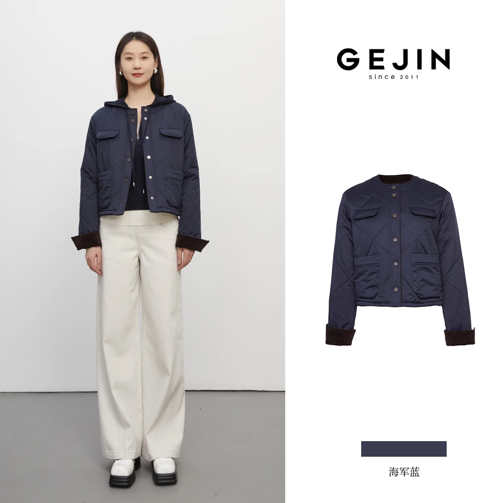 GEJIN/歌锦秋冬新款高级感菱格设计短款女士夹克外套9342570384