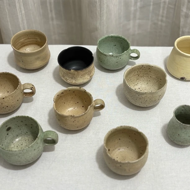 陶乐记 纯手工粉引咖啡杯陶艺作家手工杯粗陶水杯复古家用