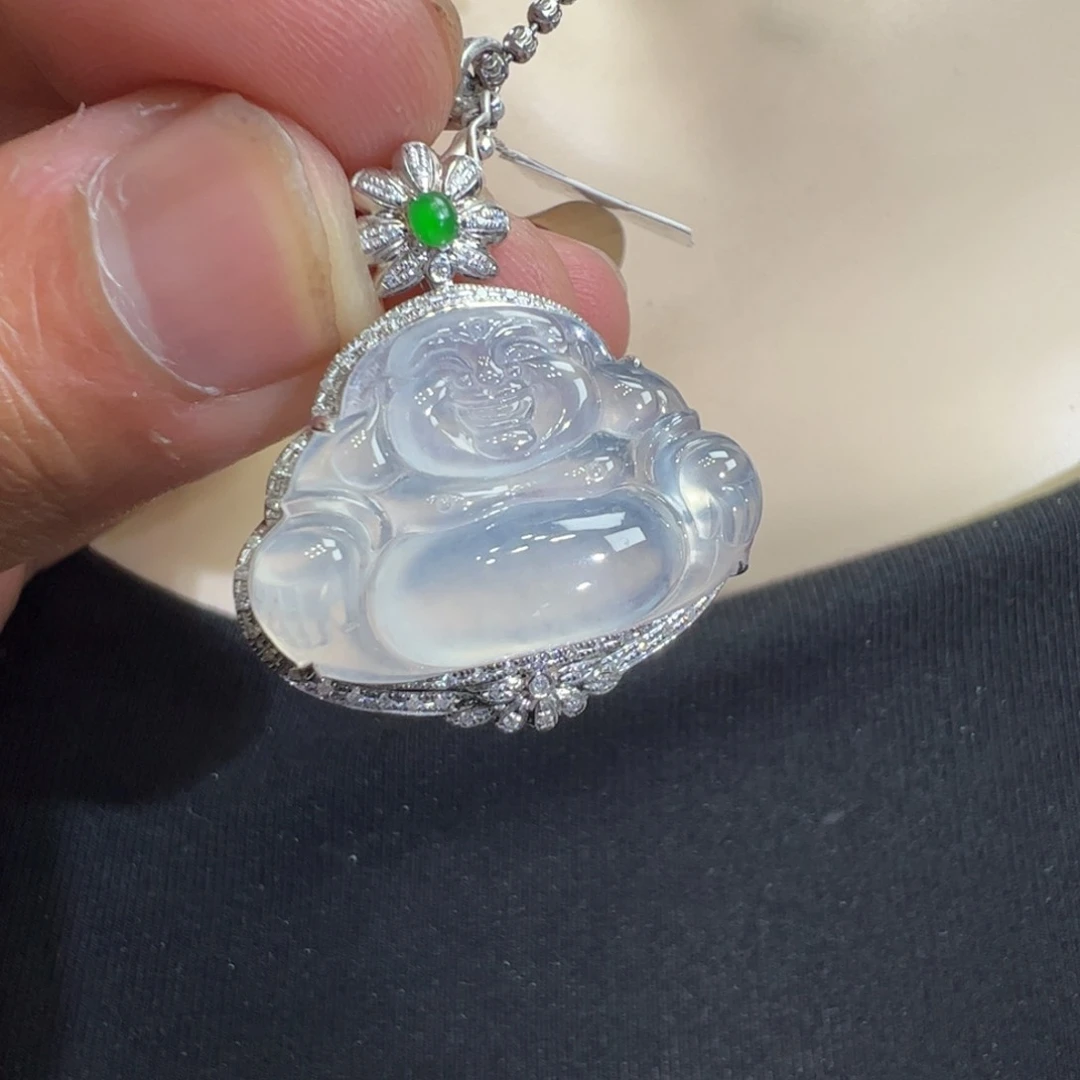 翡翠吊坠(不含链)18K金镶嵌