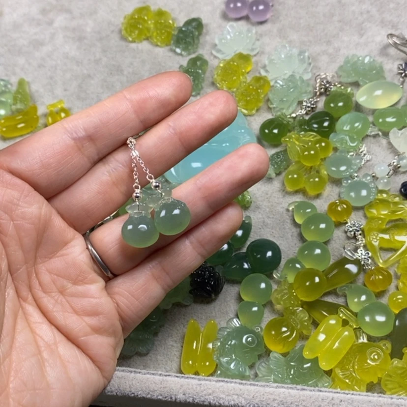 【闪购商品】蛇纹石玉挂件耳饰耳环项链未镶嵌