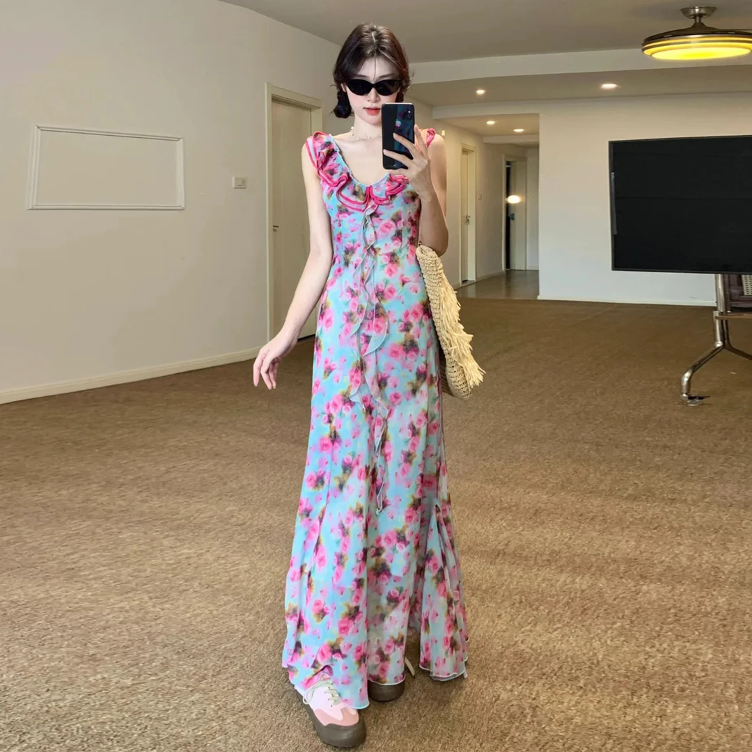 【现货+运补】碎花连衣裙2025夏季新款法式海边度假长裙4781