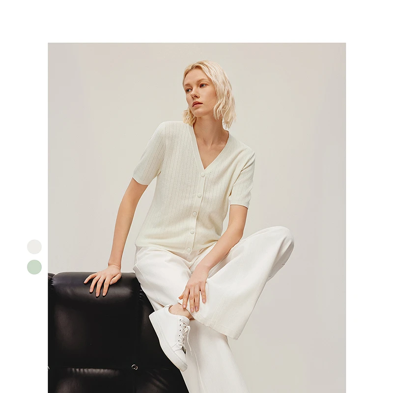 【粉丝专享】朗姿欧洲EiLEEN ELITEE法式气质针织开衫高级感短袖