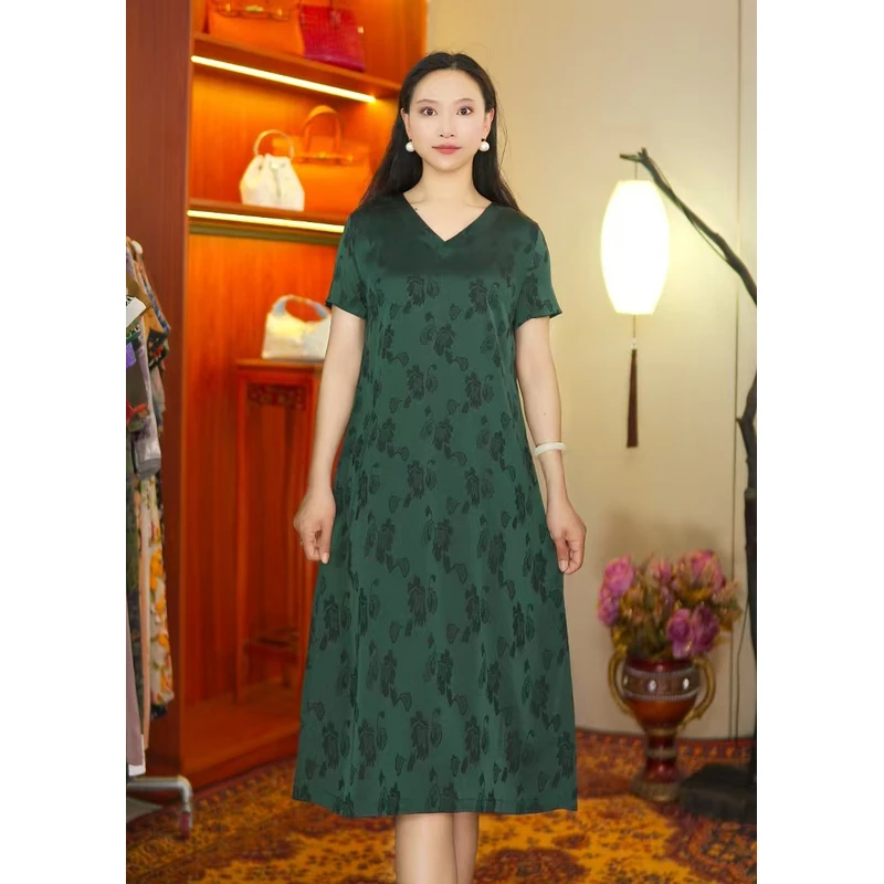 墨香  气质中长款夏季时尚连衣裙百搭遮肉裙子10046
