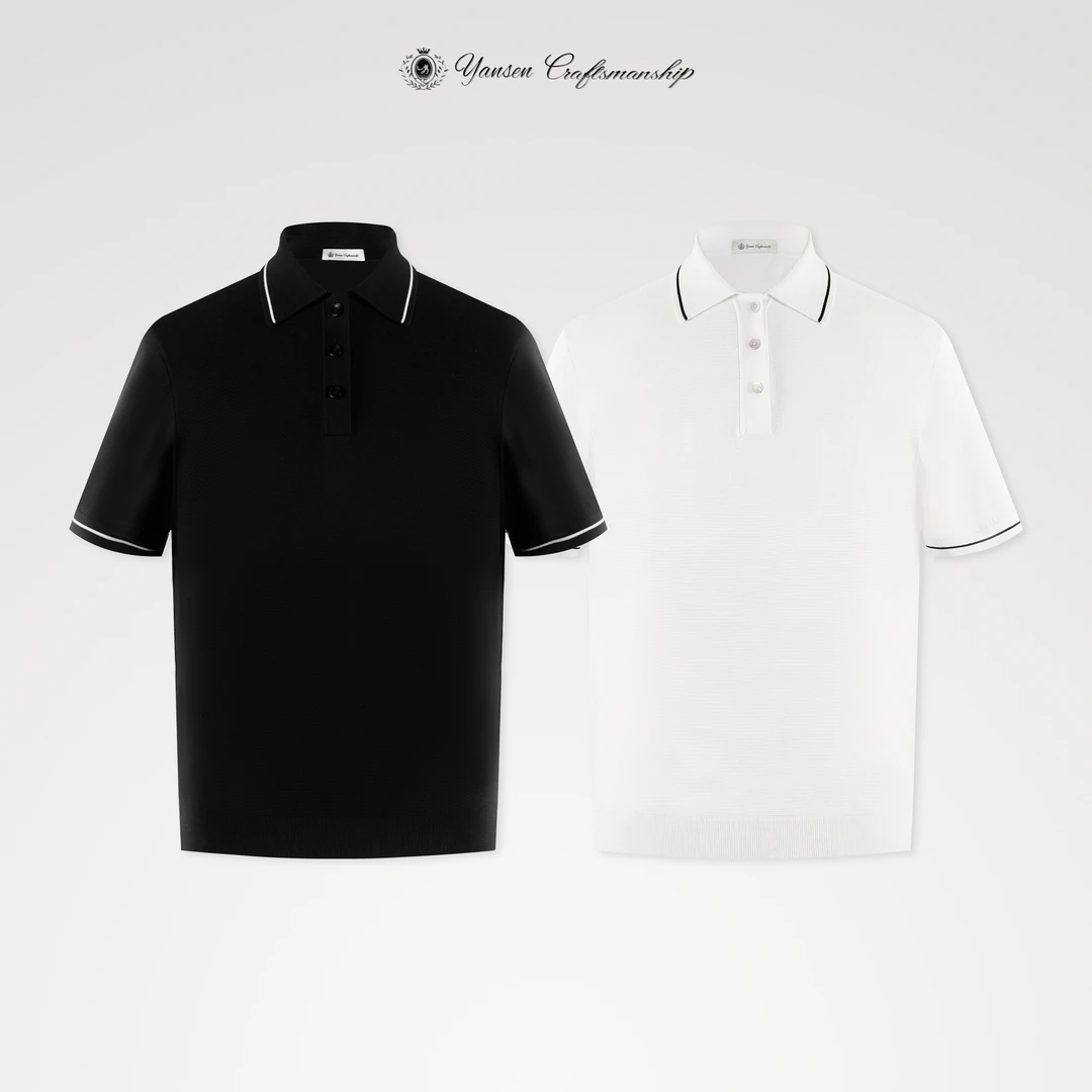 【黑标系列】100%新疆长绒棉80支细谷波纹提花针织Polo衫 YSM002